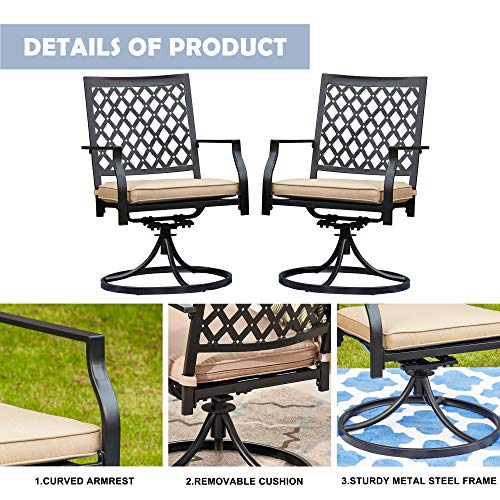 Lokatse Home Patio Swivel Rocker Furniture Metal Outdoor Dining Chairs With Cushion Set Of 2 #TOP4
