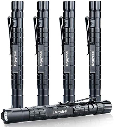 enjoydeal 5PCS LED Pen Light Flashlight Ultra Slim XPE-R3 1000LM Penlight Waterproof Pocket Flashlight for Indoor Outdoor Inspection Work Repair and Emergency 5.5inch