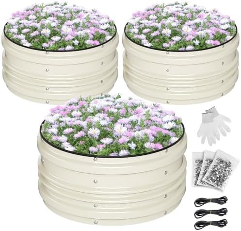 WORKPRO 3Pcs 2x2x1ft Galvanized Raised Garden Bed Set, Rust & Cor...