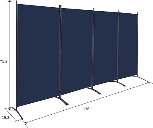 Miniatura 7 de Divisor de habitación de 4 paneles, divisores de habitación y pantallas de privacidad plegables para oficina, separadores de habitaciones de