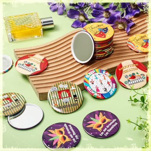Image of Yalikop 24 Pieces Theater Gifts for Women Men, Theatre Life Mini Makeup Mirrors Portable Pocket Mirrors Musical Broadway Theatre Lover Gift for Director Thespian Writer Actor or Acting Enthusiasts