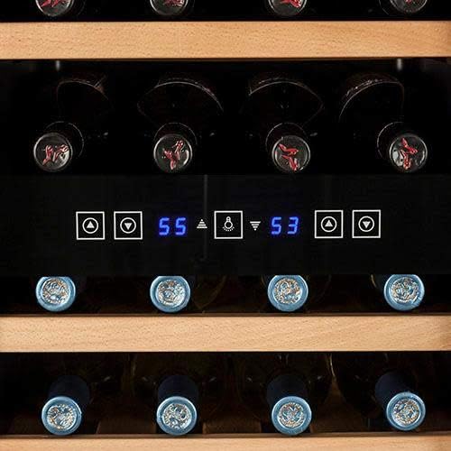 Koldfront 32 Bottle Free Standing Dual Zone Wine Cooler - Black and Stainless Steel