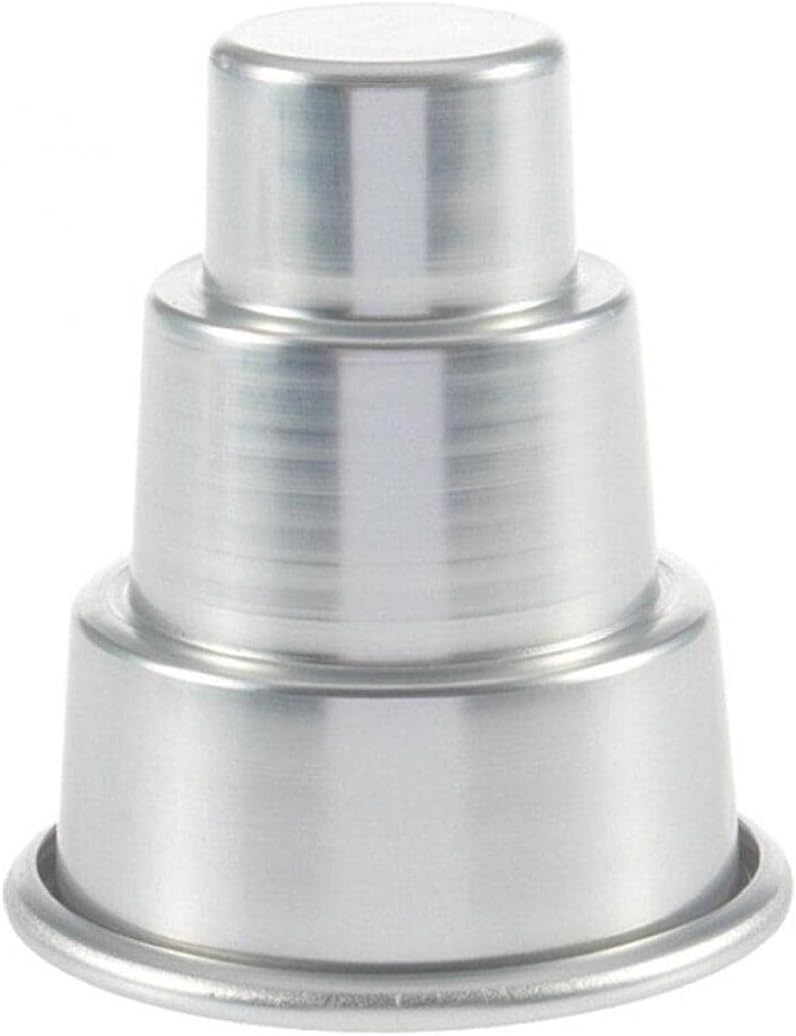 TOSSPER Mini 3 Tier Cake Pan Tins Cupcake Pudding Pizza Mould Cake Trays Home Birthday Pudding Mold Tools, Silver