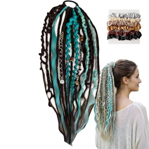 Extension dread ponytail 26cm avec elastique perles et coquillages