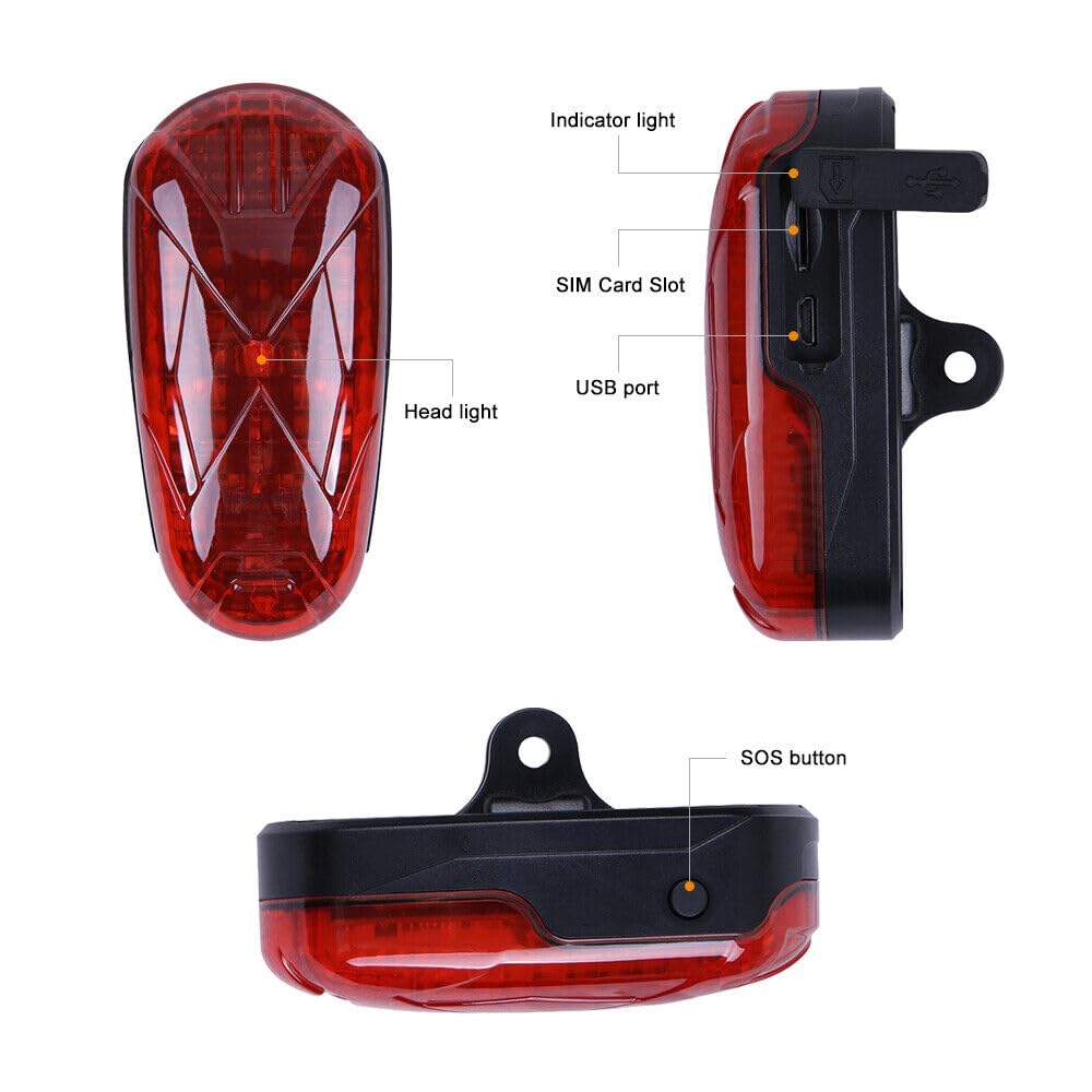 Localizzatore GPS per Bici, Moto, Sedie a Rotelle, Scooter, Passeggini - Tracker Senza Abbonamento, Posizionamento in Tempo Reale, SOS, Metodi Di Allarme Multipli TK906 1800