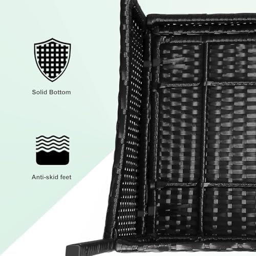 bigzzia Salon de Jardin Meubles de Jardin en Résine Tressée 4 Personnes avec 2 Fauteuils, 1 Canapé 2 Places et 1 Table (Noir) — vue 5