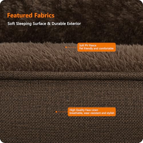 HMTOPE Hundebett, Hundesofa, Hundekissen, Hundekörbchen Abnehmbar und waschbar, Braun, 90 x 75 x 25 cm