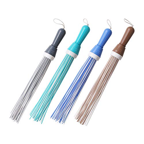 Image of Classy Touch Plastic Broom for Bathroom Cleaning & Home Floor Cleaning| Hard Bristle Broom for Scrubbing in Bathroom|(Size 52 cm, Color Aqua Blue, Grey, Brown & Blue) 60 Plastic Sticks (Set of 4)