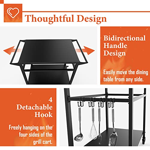 Raxsinyer 001 20 Inchx32 Inch Double-Shelf Grill Table Movable Grill Cart, Outdoor Food Prep And Pizza Oven Table thumb #1