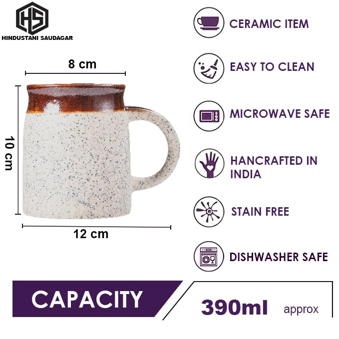 HS HINDUSTANI SAUDAGAR Terracotta Dusk Coffee Mug Set of 2 (390 ML Each) Microwave Safe Coffee Mug Ceramic Milk Mugs Ceramic Tea Mug Set Handmade Cup Best for Gift. - Image 5 thumbnail