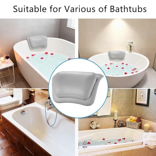 Koelaa Badekissen, Badewannenkissen Nacken mit Saugnäpfen - Wasserdicht & Ergonomisch für Maximale Entspannung - Anti-Rutsch Design, Schnell Trocknend - Ideal für Badewanne, Spa und Wellness - Grau