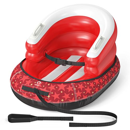 QPAU Snow Sled for Toddlers 1-3 with Canvas Cover, Inflatable