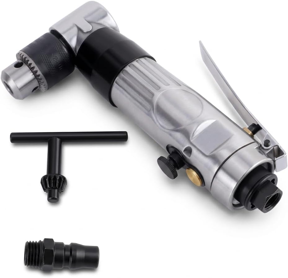 Taladro Reversible con ángulo de aire de 90 grados, herramienta súper eléctrica de perforación neumática con llave, mandril de 3/8 pulgadas