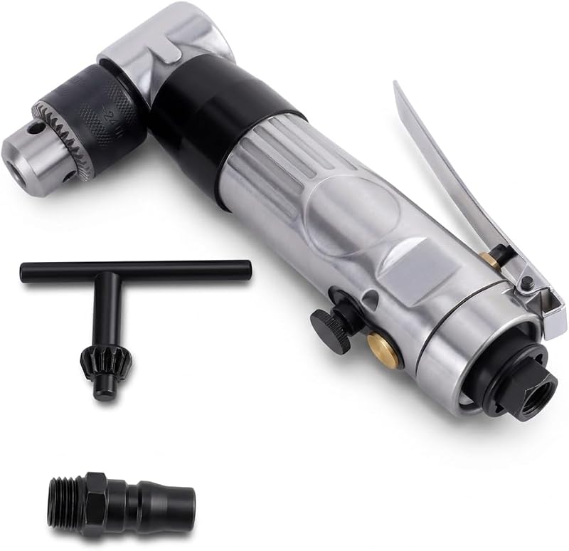 Taladro Reversible con ángulo de aire de 90 grados, herramienta súper eléctrica de perforación neumática con llave, mandril de 3/8 pulgadas