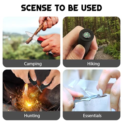 Morpilot 15 in 1 Multi Tools aus Edelstahl, Multifunktionswerkzeug, 4 in 1 Feuerstein, mit Schraubendreher, Pfeife, Säge und Compassrstein