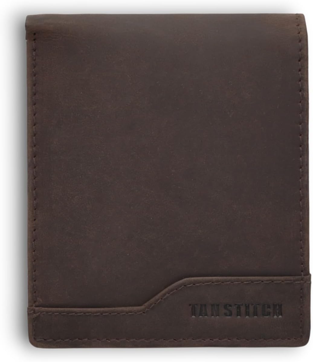 Slim Leather Wallet | Minimalist & Thin Wallet | RFID Protected Wallet (Black) (Mud Brown)