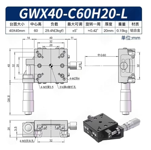 Plate-forme d'angle de précision centrale GWX40-C60H20-L originale inclinable - 2