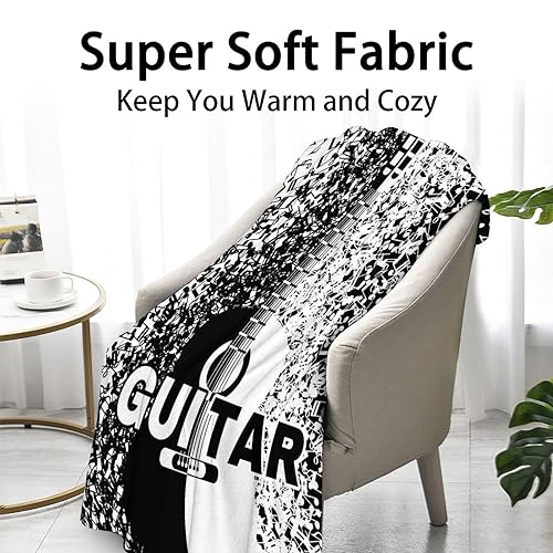 Mercuryelf Guitar Throw Blanket - Soft, Fuzzy & Warm - 40x50 Inches Flannel Blankets for Travel, Office - Novelty Throws Gift for Girls, Boys