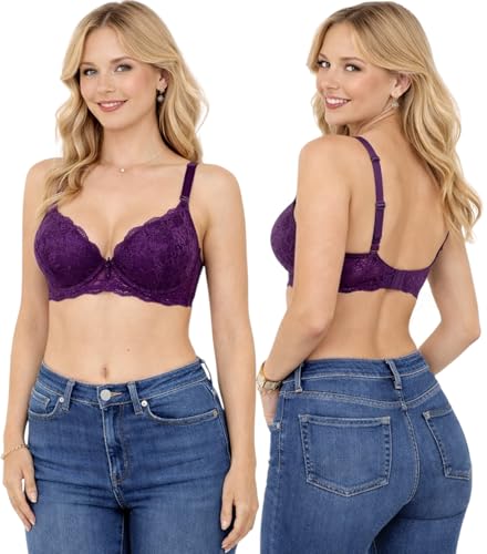 Image of ToBeInStyle Women's Pack of 6 Padded Assorted Styles Supportive Bras Cup Size - A to DDD