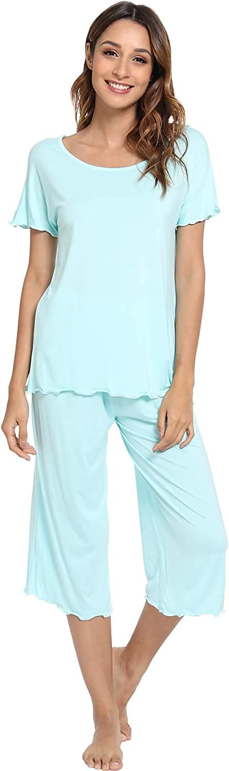 - Bamboo Viscose Capri Pajamas for Women Cooling Summer Pajama Sets for Hot Sleeper Super Soft Pj Set