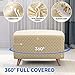 MAXIJIN Jacquard Ottoman Cover Slipcovers Folding Storage Stool Furniture Protector Cover Soft Thick Rectangle Foot Rest Slipcover with Elastic Bottom (Ottoman Small, Light Beige)