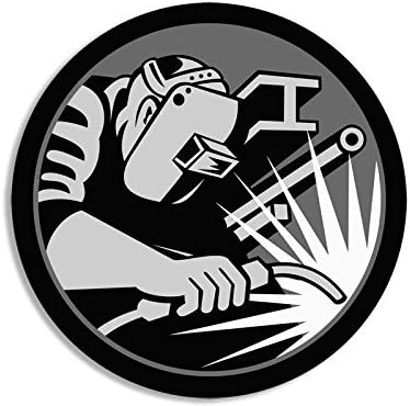 Magnet Round Hardhat Sized Welder Logo Magnetic Sticker (Welding Weld)