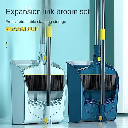 Besen- und Kehrschaufel-Set, Kombination aus Kehrschaufel und Besen mit langem Griff for drinnen und draußen, robustes Besen-Kehrschaufel-Set for Küche, Lobby, Büro, aufrecht stehende Kehrschaufel mit – Bild 4