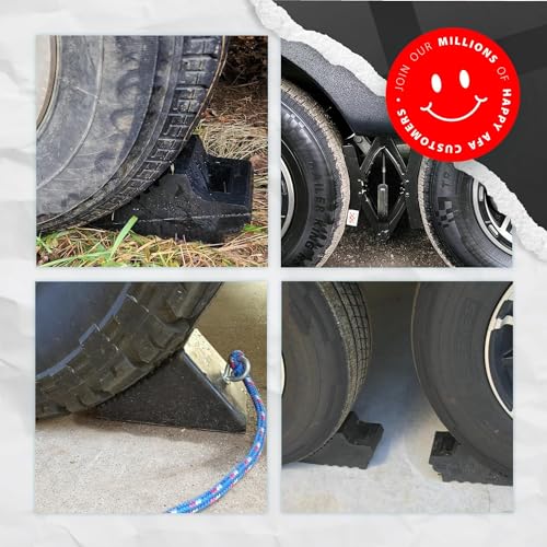 AFA Tooling 5T Rubber Wheel Chocks, 2 Pack, Metal Handles & Grip Tread by AFA Tooling Approved for Automotive - Used condition - Image 6