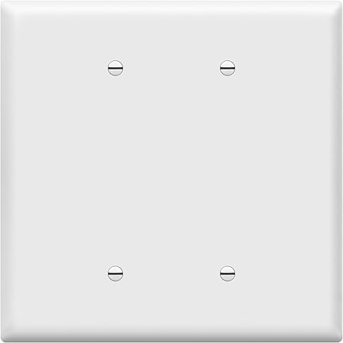 ENERLITES Cubierta de salida doble jumbo en blanco, placa de pared en blanco de dos bandas, de gran tamaño, 2 segmentos 5.5 x 5.5 pulgadas,