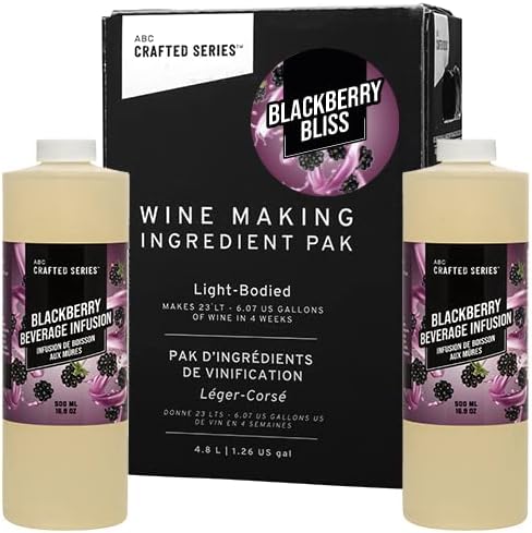 ABC Premium DIY - Kit de fabricación de vino de frutas, hace hasta 30 botellas/6 galones de vino de frutas (Blackberry Bliss)