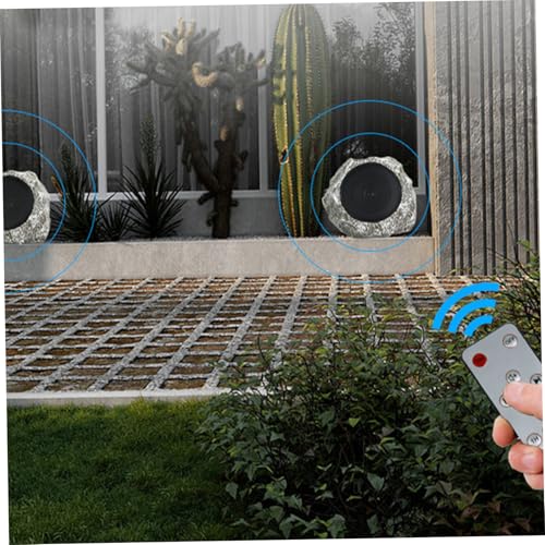 MOUNTTU Outdoor Rock Speakers 9x7x7'' Waterproof Solar-Powered/USB Wireless Outdoor Speakers Rechargeable for Garden Patios Villas Parks Camping Wireless Subwoofer