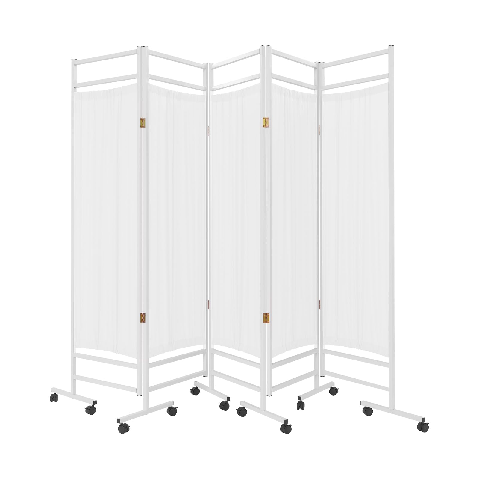 5-Panels 6FT Medical Privacy Screen on Wheels, Mobile Room Partition Wall Divider for Clinic Office & Beauty Salon, Double Layer Waterproof Fabric (