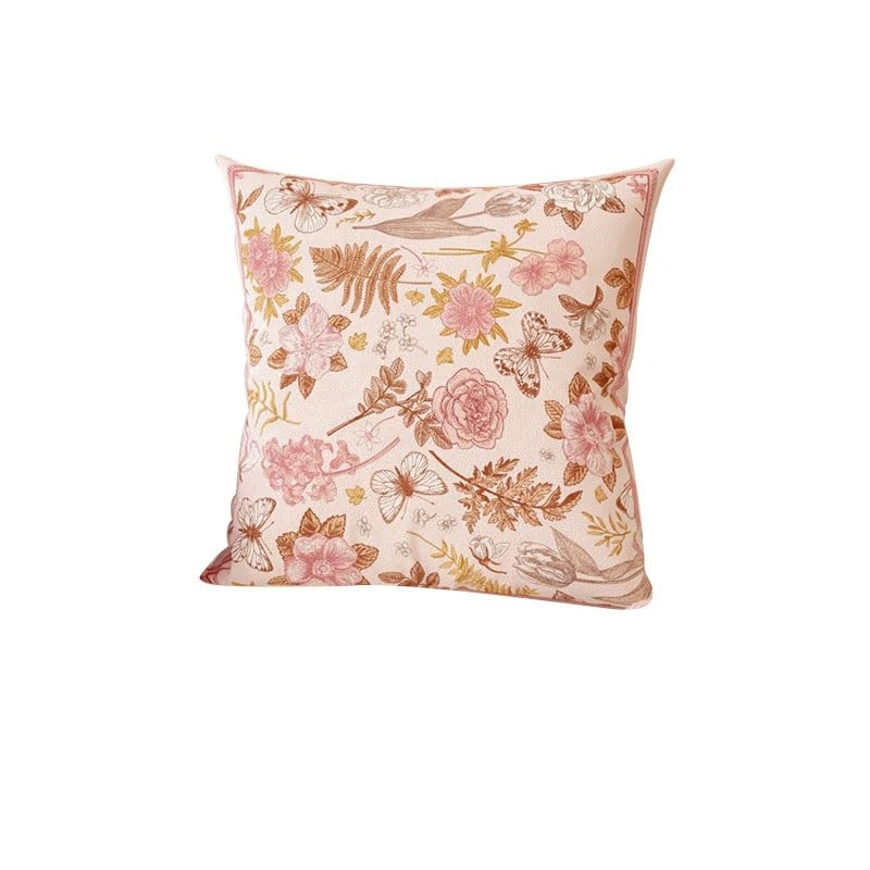 Housse de coussin floral rose boho 45x45 cm en coton double face pour canapé lot de 2