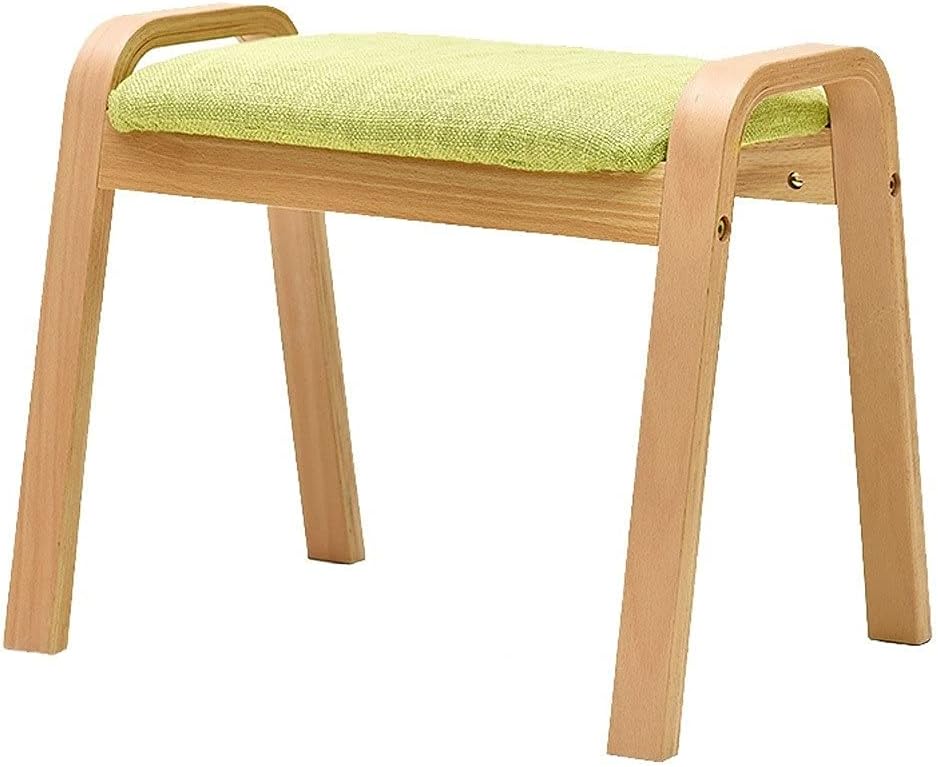 Minimalist Fashion Creative Curved Wood Craft Stool Rectangular Open Back Chair Stackable Solid Wood Low Stool for Dining Room Living Room Bedroom Casual/Wood Color B