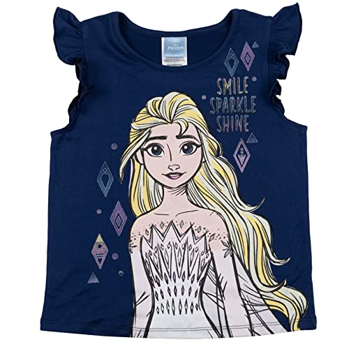 Disney Frozen Anna Elsa Olaf Little Girls 4 Piece Outfit Set: T-Shirt Tank Top Legging Shorts 6 #TOP1