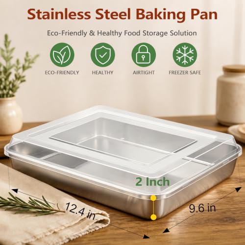 E-far Stainless Steel Baking Pan With Lid - Image 2