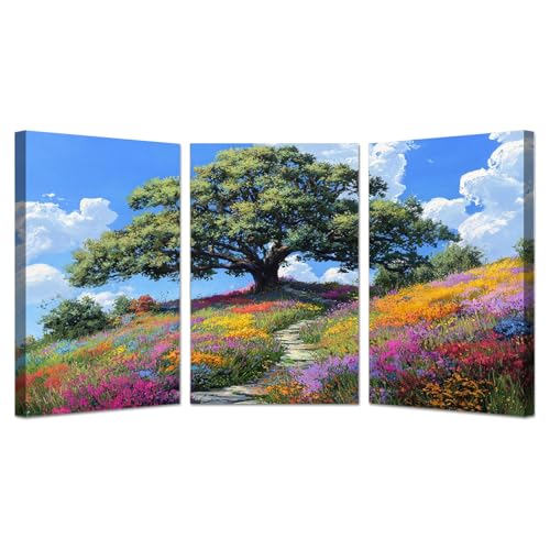 Posters salon arbre de vie vert 50x70cm | Tableau paysage d'arbre simple sur toile