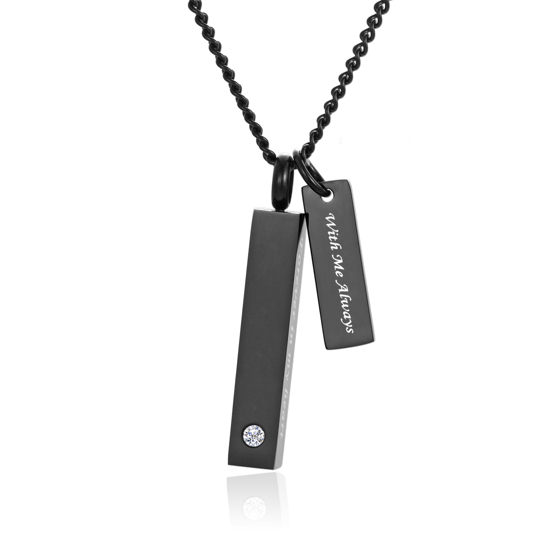 BGAFLOVE Crystal Black Cremation Jewelry for Ashes Silver Urn Necklace for Ashes, Birthstone Cube Urns Memorial Ashes Necklace Pendant Keepsake,