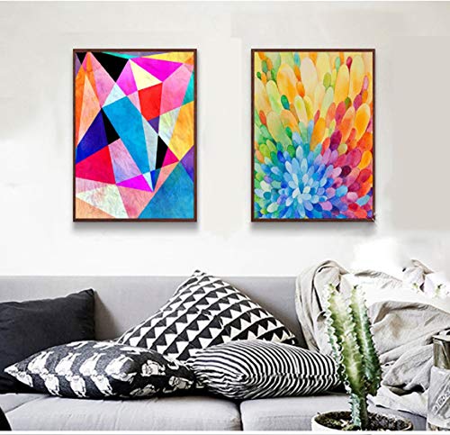 Bpnhna Abstract Rainbow Geometric Canvas Prints Colorful Triangle Coral Modern Paintings Poster Wall Art Decor For Nurse Home Office(2Pcs Unframed,16X20 Inches) #TOP2