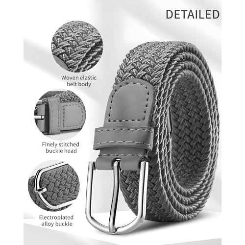 Canvas Elastic Fabric Belt Woven Stretch Multicolored Braided Belts (Dark grey, Medium)3