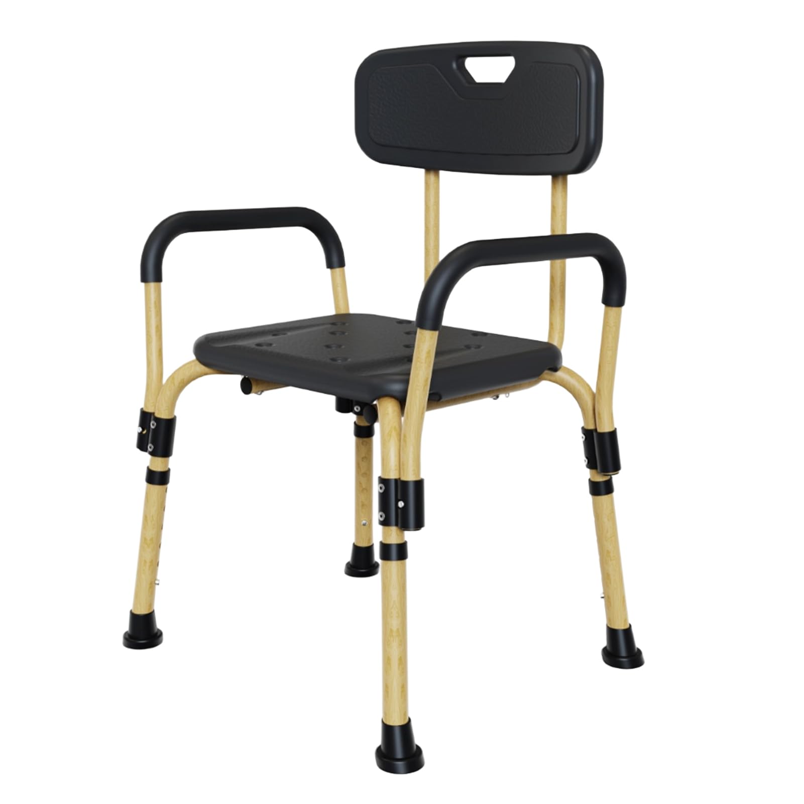 Silla de ducha para ancianos y discapacitados, asiento de baño de altura ajustable con respaldo y brazos, diseño antideslizante, capacidad de 330 libras