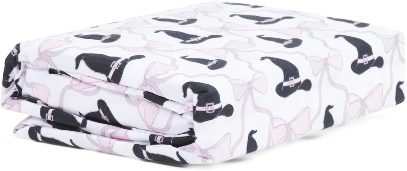 cupcakes and cashmere Halloween Sheet Set, Witch Hat and Bow Pattern, Queen
