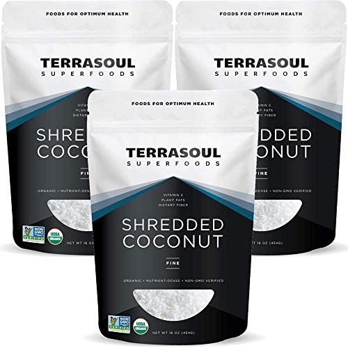Terrasoul Superfoods Organic Coconut Flakes, 3 Lbs (3 Pack) - Finely Shredded | Macaroon Cut