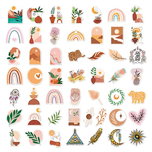 100 Pcs Boho Aesthetic Stickers Minimalist Abstract Line Art Decor For Water Bottle,Laptop,Phone,Skateboard Stickers For Teens Girls Kids And Wome #TOP2