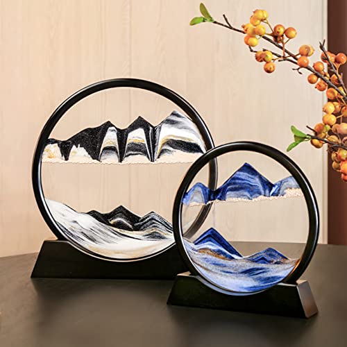 Lrxinki Vloeiend zandschilderij, 7 in rond glazen zandframe beweegbaar zandbeeld vloeiend zand, vloeiend zandschilderij… - Image 8