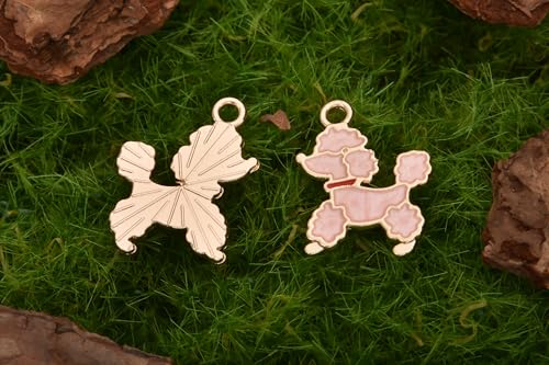Image of VIDRIO Pack of 80 Poodle Dogs Enamel Charms Gold Plated Colored Pendants Accessories for Necklace Bracelet Jewelry Making DIY Crafting