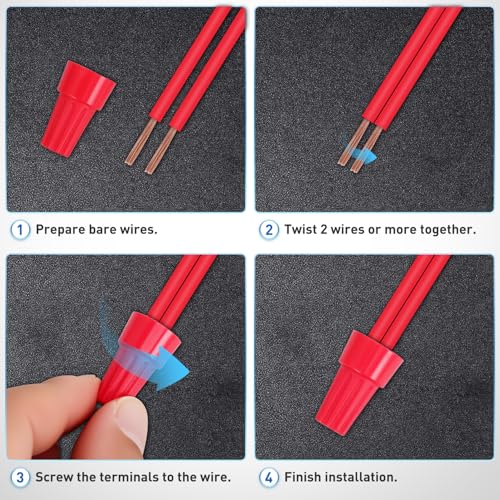 Image of Nilight 100PCS Red Wire Connectors Kit 14-12 AWG Electric Wire Caps Insulating Insert Twist Electrical Wire Terminal with Spring for Connect Electrical Wiring Automotive Car Truck Boats Marine