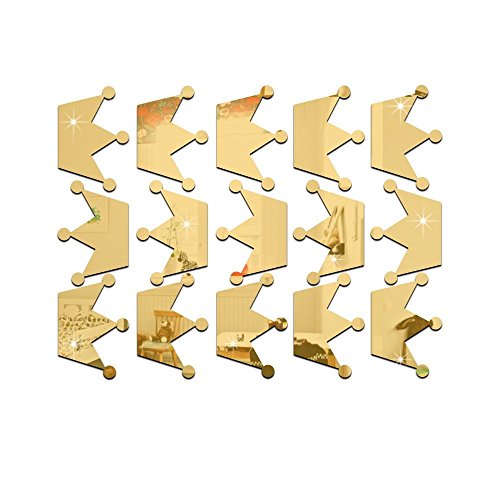 15 Piezas Vinilos Decorativos Corona Princesa 3D Dorado miniatura 3