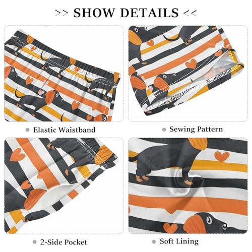 Dogs Hearts Short Pajama Pants Bottoms Soft Sleepwear with Pockets3