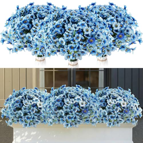 Lyrow Violet Artificial Flowers, Cluster, Gradient Blue